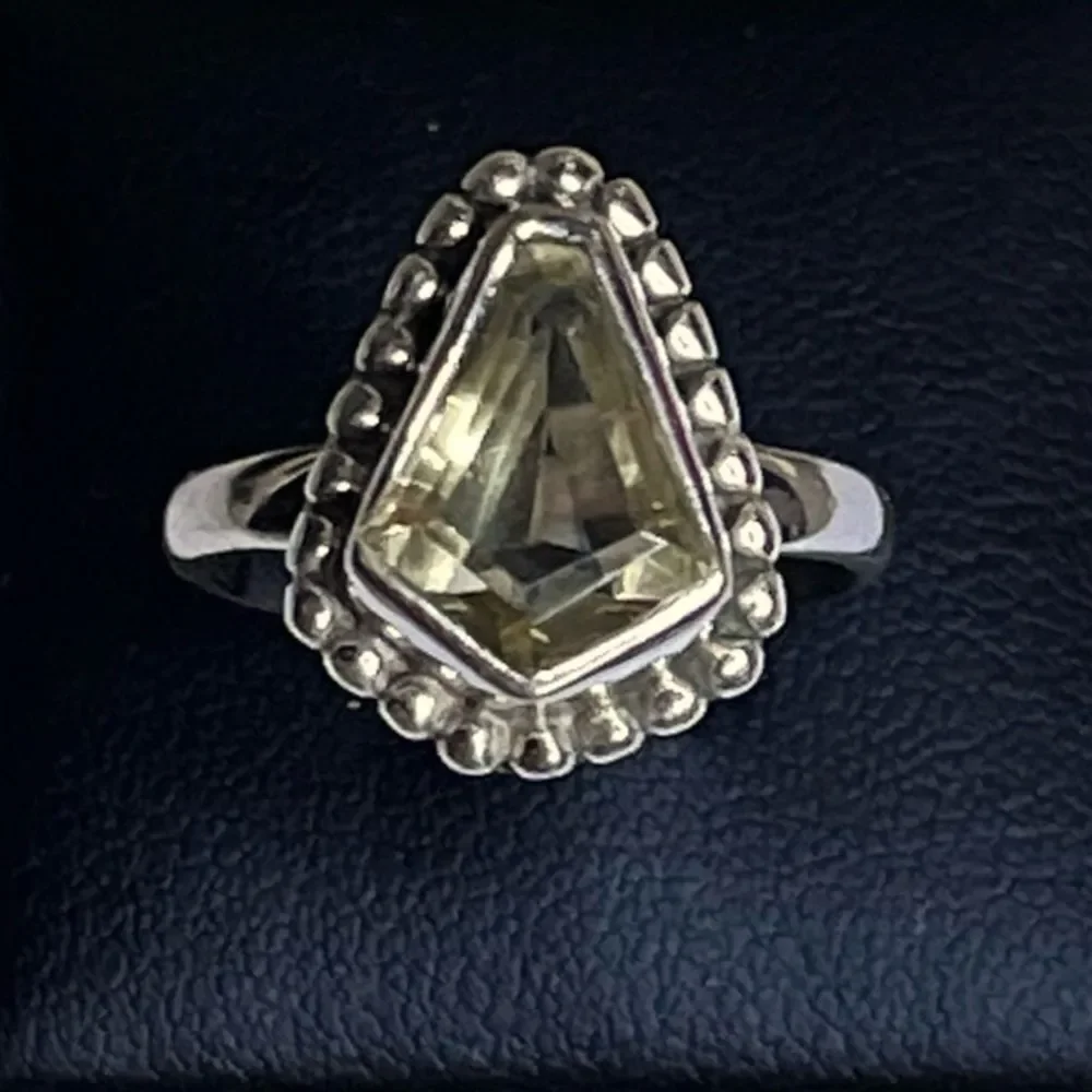 Amazing Artisan Genuine Citrine Sterling Silver Cocktail Ring Size 7.5